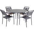 Gartenmöbel-Set mit 4 Verona-Stühlen mit Armlehnen aus Teakholz Ø120 cm