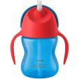 Strohhalmbecher 200ml, Blau/Rot