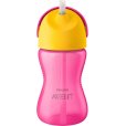 Strohhalmbecher 300 ml, Rosa/Gelb