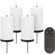 Stumpenkerze LED mit Fernbedienung und Spie&szlig; 9-teilig H10,1 cm, Nordic Wh