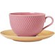 Color Teetasse mit Unterteller 39 cl, Rosa/Sand