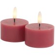 Teelicht LED 2er Set &Oslash;6/H3,4 cm, Rosenpflaume
