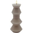 Nordic Sculpture Stumpekerze Geometri LED &Oslash;9,2/H20,3 cm, Warmgrau