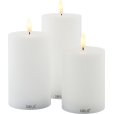 Stumpenkerze wiederaufladbar LED 3er Set &Oslash;7.5 cm, Wei&szlig;