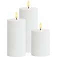 Solar Stumpekerze 3er Set, Wei&szlig;