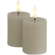 Stumpekerze LED 2er Set &Oslash;5/H6,5 cm, Warm Grey