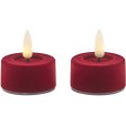 Teelicht LED 2er Set &Oslash;4,5/H2,5 cm, Velour/Cherry