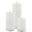 Stumpenkerze f&uuml;r Au&szlig;en LED 3er Set, Wei&szlig;