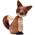 Sitzender Fuchs Roxy 10 cm, Helles Mahagonibraun