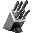FOUR STAR Messerset mit selbstsch&auml;rfendem Messerblock 7-teilig, Schwarz