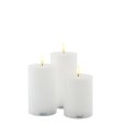 Exclusive Stumpenkerze LED 3er Set &Oslash;7,5 cm, Wei&szlig;