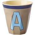 Alphabetbecher Vintage 25 cl, A/Dunkelbeige