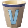 Alphabetbecher Vintage 25 cl, Mit Dunkelbeige